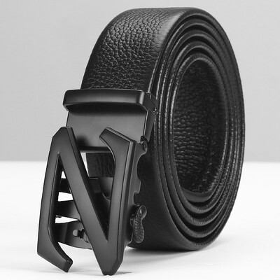 

Men Belt Male Genuine Leather Strap Belts For Men Top Quality Automatic Buckle black Belts Men Real leather cowskin ff luxury