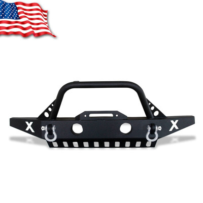 

Rock Crawler Front Bumper W Winch Plate & LED Lights For Jeep Wrangler 07-18 JK