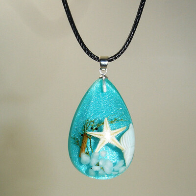 

Trendy stars Leather Chain ocean Long Strip waterdrop Pendant Necklace Travel