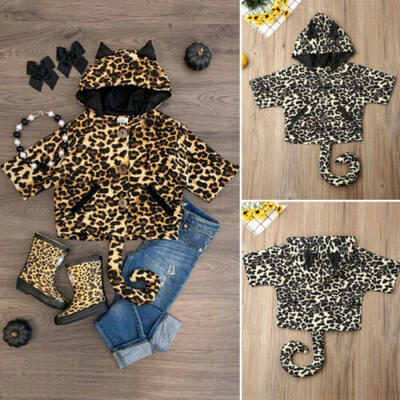

US Infant Baby Girls Autumn Clothes 3D Leopard Hooded Warm Coat Jacket Outwear