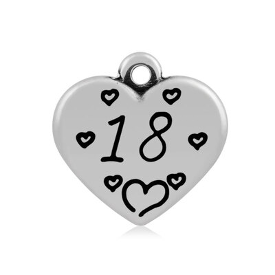 

Heart with Number 18 316 Stainless Steel Pendants Antique Silver 16x165x4mm Hole 2mm