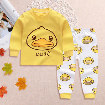 

2pcs Cute Duck Print Clothes Set Long Sleeve T-shirt Pants Boys Outfits