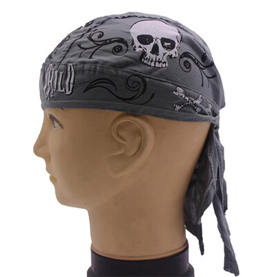 

Unisex Women Men Cotton Skulls Printed Motorcycle Cycling Cap Long Tail Bandana