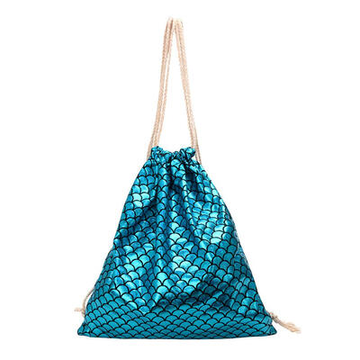 

Fish Scales Drawstring Backpacks Travel Sports Shoulder Bags Women Rucksack