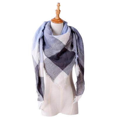

Fashion Women Cashmere Warm Shawl Plaid Print Triangle Scarf Casual Decor