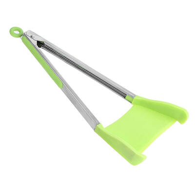 

2 in 1 Non-stick Heat Resistant Silicone Clever Tongs Clip Kitchen Spatula
