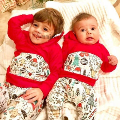 

Infant Kids Baby Boys Girls Outfit Christmas Pajamas Sleepwear Hoodie Pants 2PCS