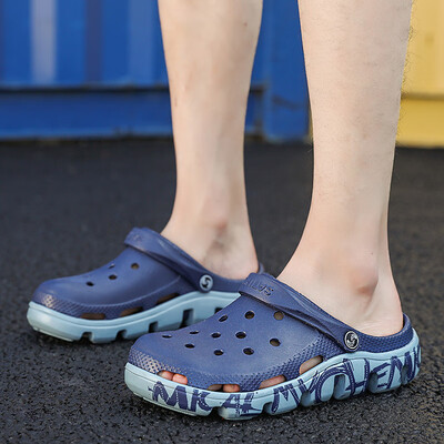 

Slippers men summer large size anti-skid Korean version of mens half-tide towing waterproof hole covered head sandals mens sanda
