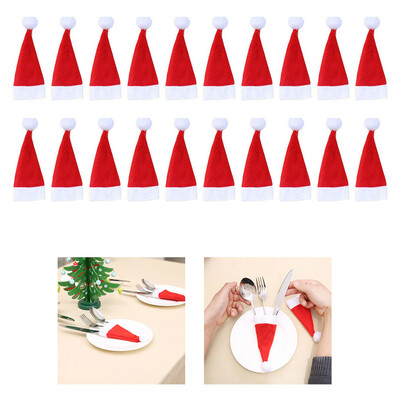 

〖Follure〗20pcs Christmas Decorative Tableware Fork Set Christmas Hat Storage Tool