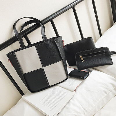 

Women Bag Fashion 2019 Ladies Tote Girls Spliced Color Block Handbag Shoulder Bags Composite Casual Crossbody PU Leather