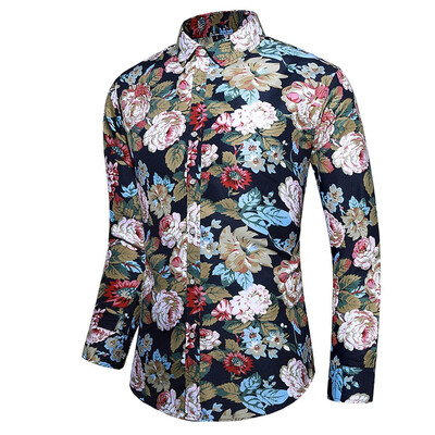 

Toponeto Men Casual Summer Printed Button Long Sleeve Hawaiian T-Shirt Top Blouse