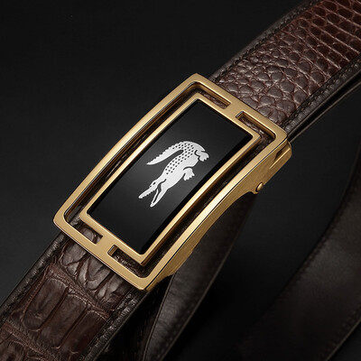 

Automatic buckle big bone crocodile belt mens leather belt high-grade steel buckle luxury real crocodile handmade belt