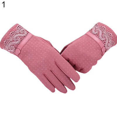 

Fashion Lace Touch Screen Full Finger Women Warm Thicken Autumn Winter Gloves