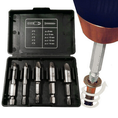 

5pcsset HSS Steel Hex Shank 14 Left-hand Thread Premium Screw Extractor Kit
