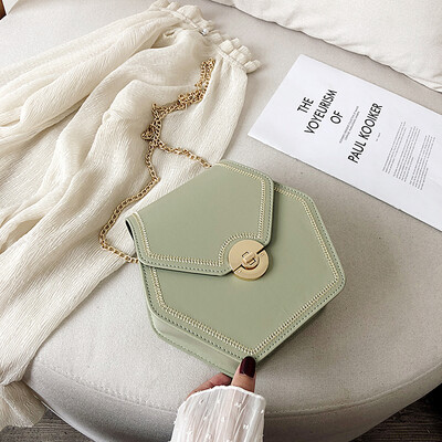 

Simple fashion casual shoulder bag female 2019 new texture Messenger bag wild embroidery thread hexagonal chain bag