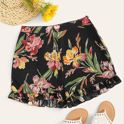 

Tailored Womens Printing Mid Waist Loose Shorts Elastic Waist Shorts Pants
