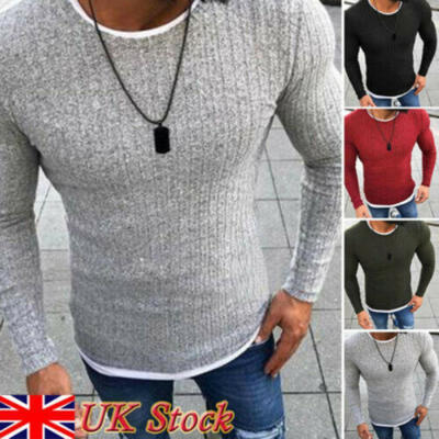 

UK Mens Sweatshirt Knitwear Top Sweater Jumper Crew Neck Long Sleeve -3XL