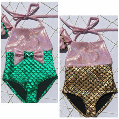 

UK Baby Girl Mermaid Swimwear Bow Tankini Bikini Swimsuit Bathing Suit Beachwear