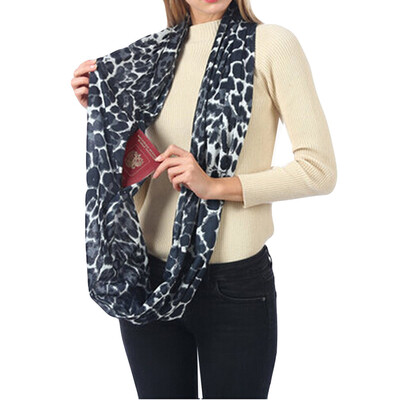

Gobestart Unisex Winter Print Warm Loop Zipper Secret Pocket Infinity Scarf Shawl Ring