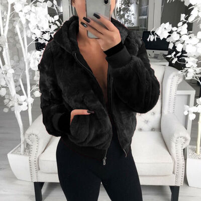 

Women Ladies Fluffy Cropped Coat Jackets Faux Fur Winter Warm Plush Outerwear
