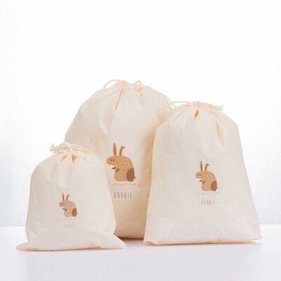 

3PCS Cute Cartoon Drawstring Bag Portable Shoes Clothes Drawstring Storage Bag Set
