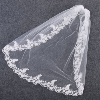

Fashion 1 Layer Ribbon Edge New Bride Wedding Bridal Veil with Comb Lace
