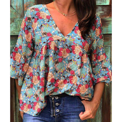 

Starmoon Womens Summer Casual Half Sleeve V Neck Printed T Shirt Tops Blouse