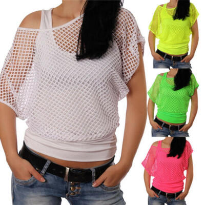 

Womens Cold Shoulder Cut Out T-Shirt Top Round Neck Short Sleeve Plain Summer