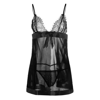 

Toponeto Fashion New Plus Size Women Lace Lingerie Nightdress Bowknot Backless Sleepwear