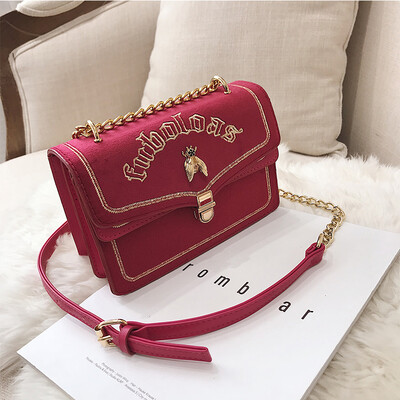 

Bag female 2019 new ins super fire Korean fashion suede casual wild chain shoulder slung small square bag