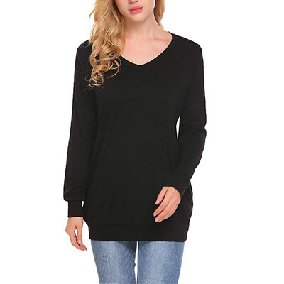 

Nomeni Womens Long Sleeve Tunic Tops Casual Sweatshirts V Neck Pullover Blouse