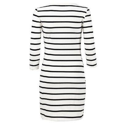 

Womens 34 Sleeve White Black Striped Mini Bodycon Dress Wear to Work Casual Party Pencil Dresses