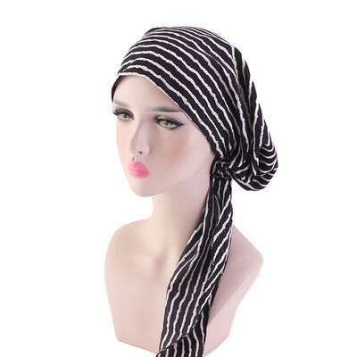 

10 Colors Muslim Women Print Turban Hijab Hat Cancer Chemo Cap For Hair Loss Head Scarf