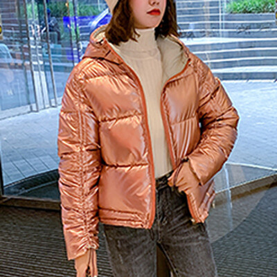 

Tailored Fashion Women Winter Warm Hooded Cotton Winter Jacket Solid Long-Sleeved Coat