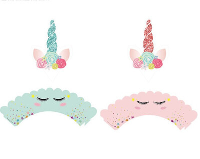 

FUNNYBUNNY Unicorn Cupcake Toppers Wrappers Birthday Party Supplies Unicorn Horn Cake Decoration Baby Shower