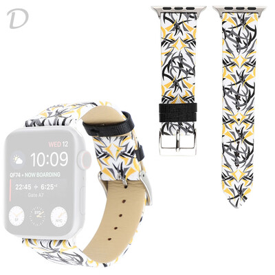 

〖Follure〗Leather Floral Pattern Printed Replaceable Band For Apple Watch 4321 3840mm