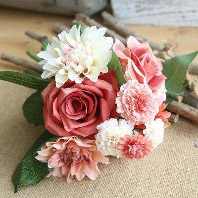 

Artificial Flower Dahlia Rose For Wedding Bouquets Home Decoration Silk