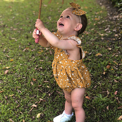

Infant Baby Girls Floral Print Jumpsuit Romper BodysuitHeadband Outfits Sets