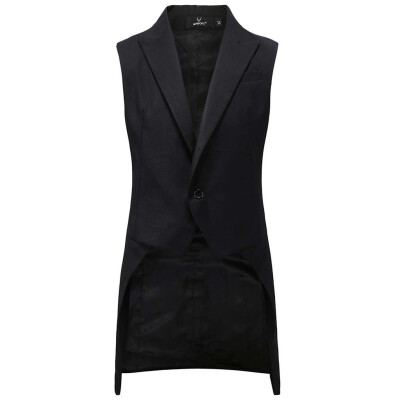 

Toponeto Mens Casual Middle Ages Long Single-breasted Retro Punk Style Vest Tuxedo