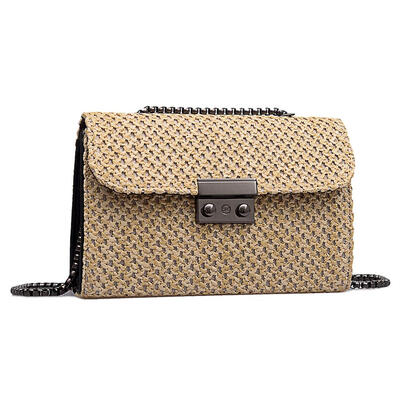 

Straw Shoulder Messenger Handbags Women Chain Flip Small Square Box Bags