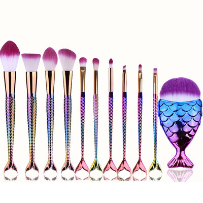 

〖Follure〗11Pcs Mermaid Beauty Cosmetic Makeup Brush Tool Set Foundation Eyeshadow Brushes