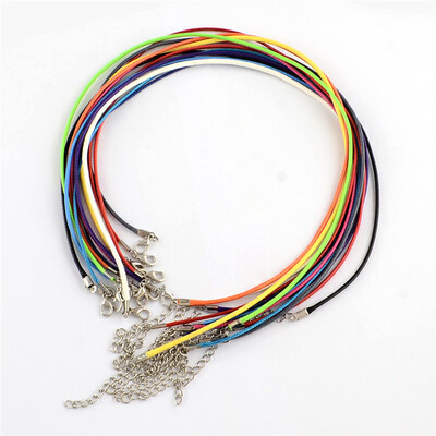 

PH PANDAHALL 100 Strands of Waxed Cotton Cord Necklace Makings with Alloy Lobster Claw Clasps&Iron End Chains