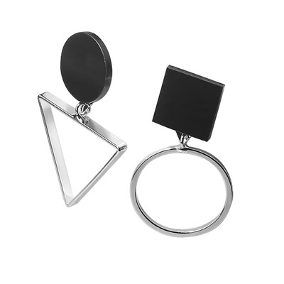 

Creative Women Asymmetric Earrings Geometric Triangle Circle Club Party Eardrop