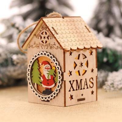 

〖Follure〗LED Light Wood House Cute Christmas Tree Hanging Ornaments Holiday Decoration
