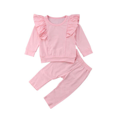 

2PCS Toddler Kids Baby Girls Ruffle Tops Pants Pink Outfits Clothes Tracksuit