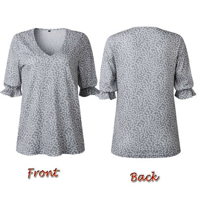 

Womens Half Sleeve V-neck Loose Tops T-Shirt Ladies Casual Floral Print Blouse