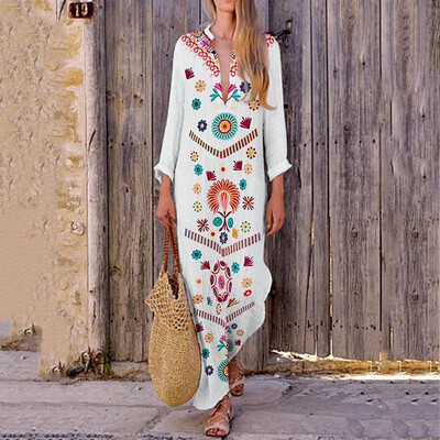 

Ladies V long Printed Dress
