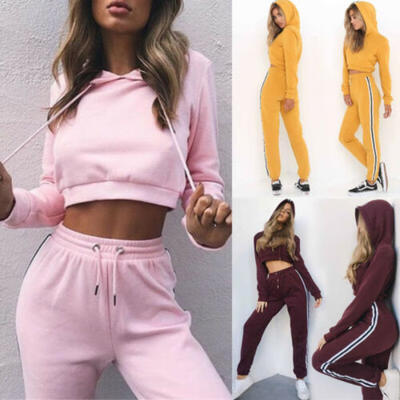 

2Pcs Womens Jogger Casual Tracksuit Hoodies Sweatshirt Pants Sets Sport Wear