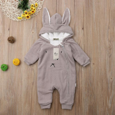 

Toddler Baby Boys Girls Rabbit Ears Hooded Romper Jumpsuit Outfits Set