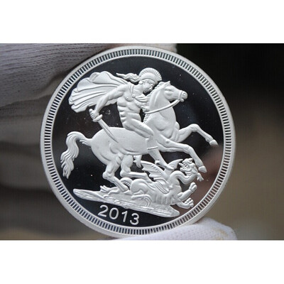 

40MM Saint George&the Dragon 2013 silver plated coin UK British Souvenir Medal